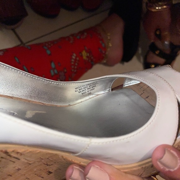 White cork wedge open toe heel - Picture 3 of 4